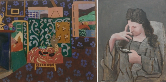 Matisse, Intérieur aux aubergines Picasso, Femme lisant
