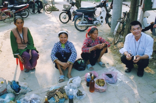 Bac Giang - Des femmes hmongs proposent des herbes et racines