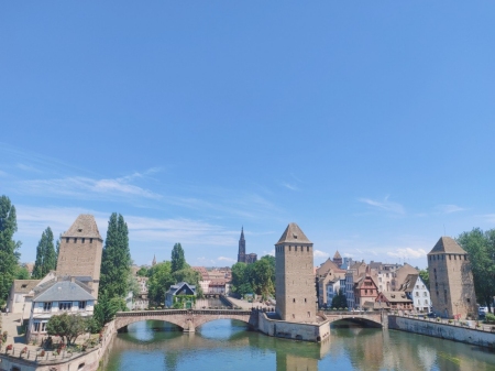 Ponts couverts vus depuis le barrage Vauban