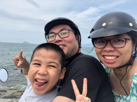 Anh Tu, son fils et son mari à Da Nang