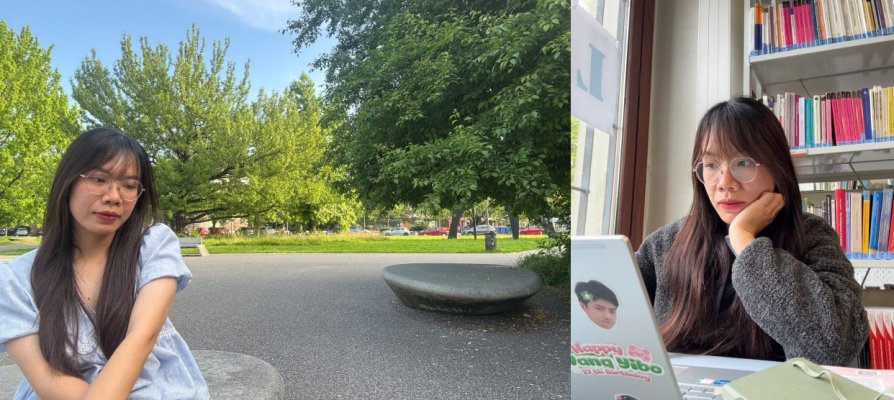 Sur le campus de l’UGA - A droite : Dans la bibliothèque d'UFR langage, lettres et spectacle (Bulles)