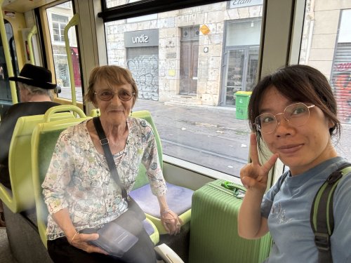 En route avec Michèle vers la gare de Grenoble